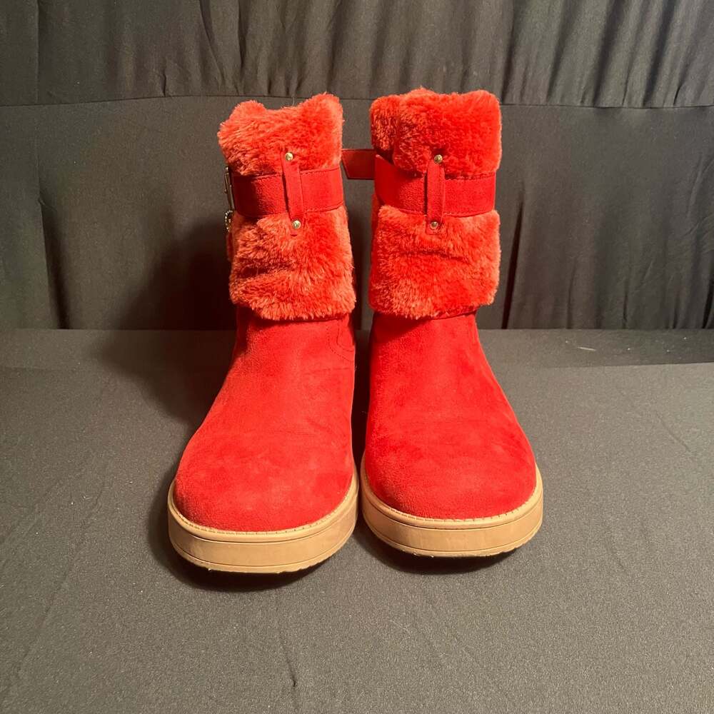 GBG Los Angeles Red Faux Fur Cold Weather Winter Boots